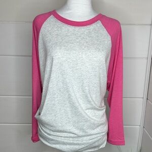 Pink and Ash Grey Baseball Tee